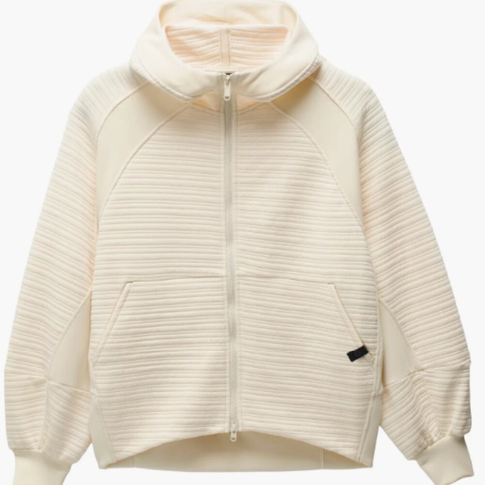 prana NWT Large Send Off zip-up Jacket with pockets in Sweet Cream